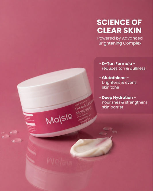 D-tan & Glutathione Moisturizer - Brightening Face Cream for Tan Removal & Even Skin Tone