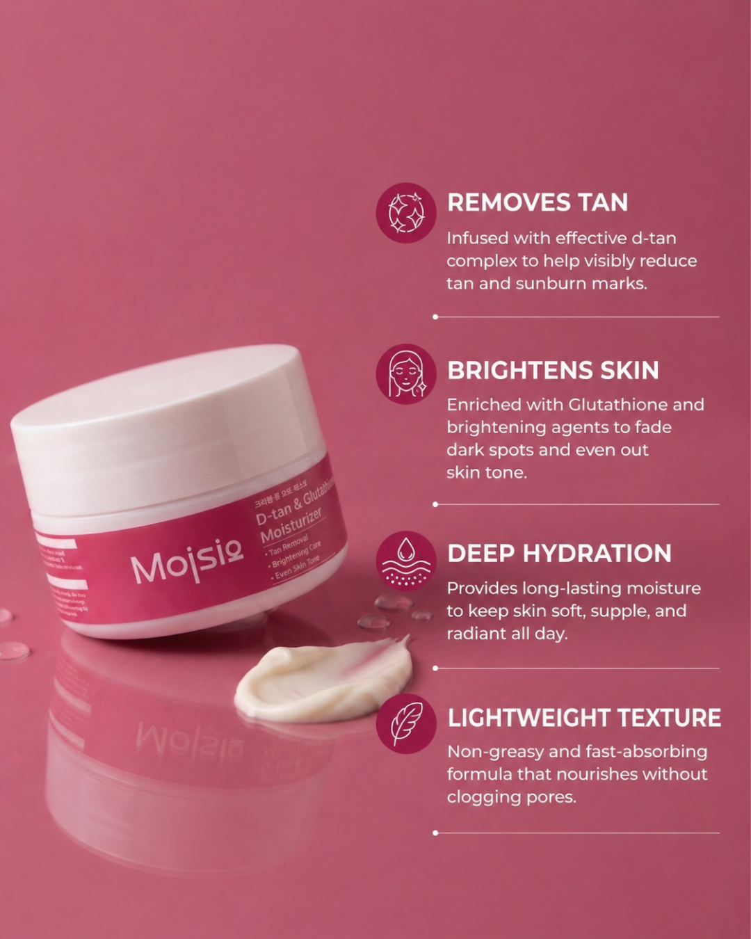 D-tan & Glutathione Moisturizer - Brightening Face Cream for Tan Remov Moisio D-tan & Glutathione Moisturizer - Brightening Face Cream for Tan Remov Moisio