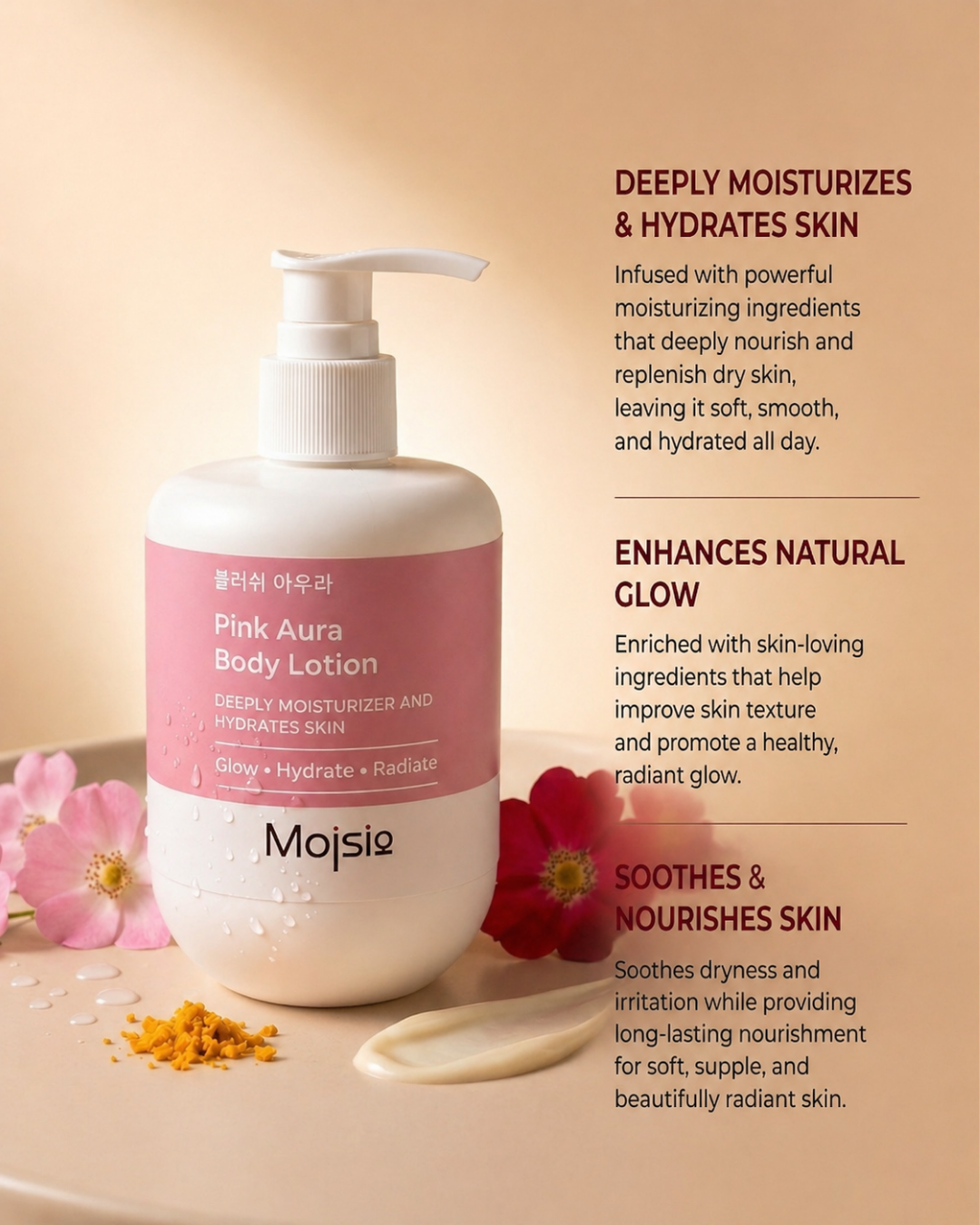 Pink Aura Body Lotion - Deep Moisturizer for Glowing, Radiant, Hydrated Skin | 300ml