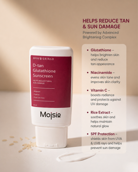 D-tan Glutathione Sunscreen SPF 50+ PA++++ - Brightening Sun Protection & Tan Prevention | 60ml