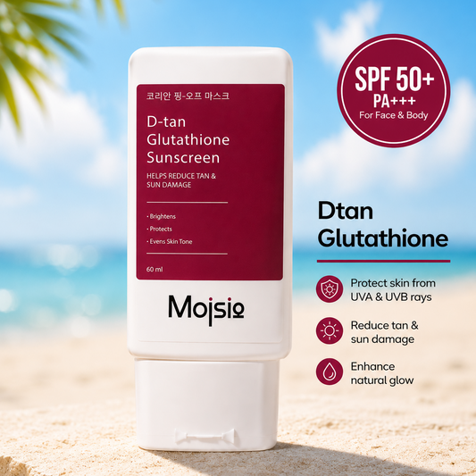 D-tan 8% Glutathione Sunscreen SPF 50+ PA++++ - Brightening Sun Protection & Tan Prevention | 60ml