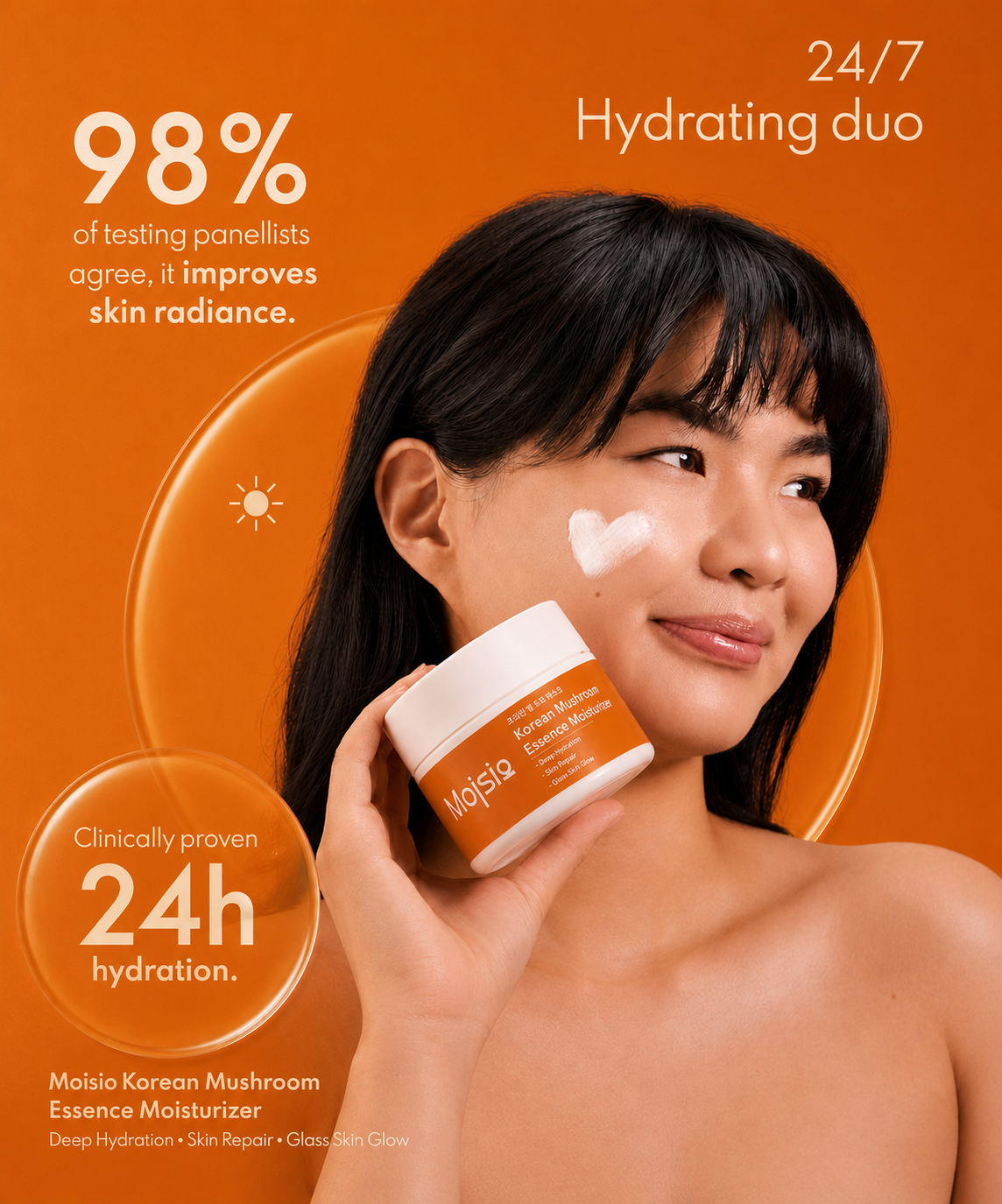 Korean 5% Mushroom Essence Moisturizer - Deep Hydration, Skin Repair & Glass Skin Glow | 50g